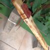 Mi (E) Pine wood drone native american flute with tiger eyes inlay