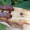 Mi (E) Pine wood drone native american flute with tiger eyes inlay