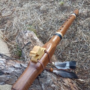 Mi (E) Huayruro wood native american flute with bird totem