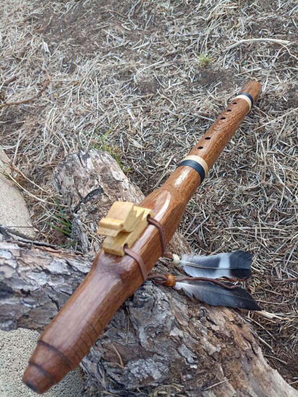 Mi (E) Huayruro wood native american flute with bird totem